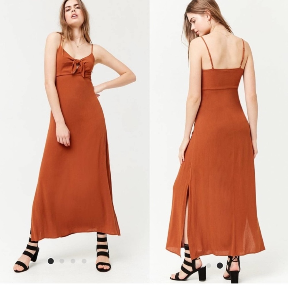 NWT Forever 21 Keyhole Front Tie Cami Maxi Dress